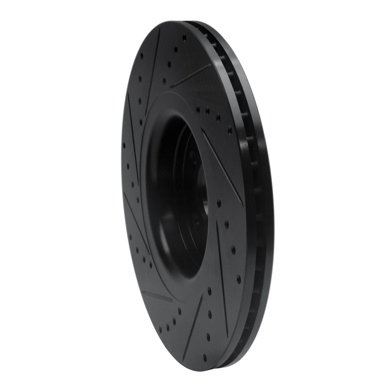 Ford Focus Brake Rotor (1) - Front Right - R1 Concepts - Drilled & Slotted - Black - `14-`19